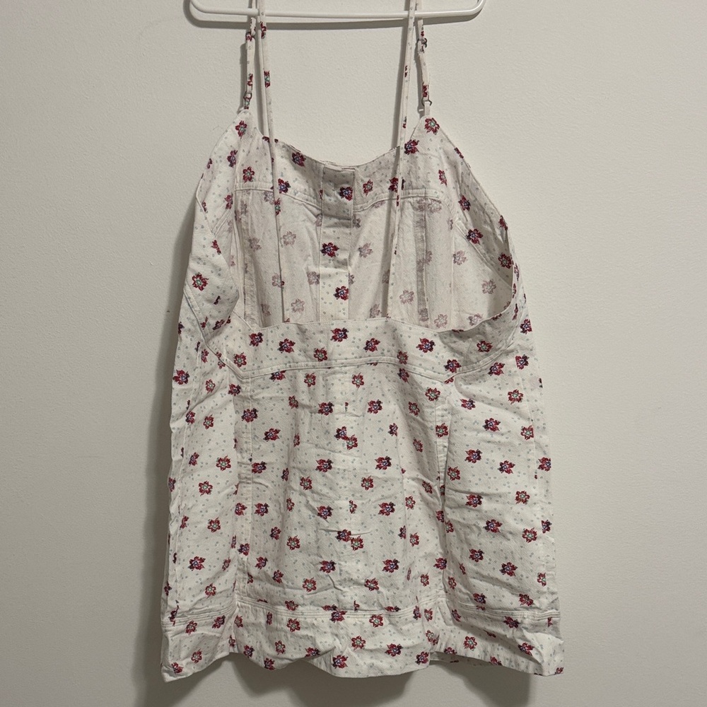 Free People Floral Printed Scoop Neck Sleeveless Low Back Tunic - Picture 3 of 7